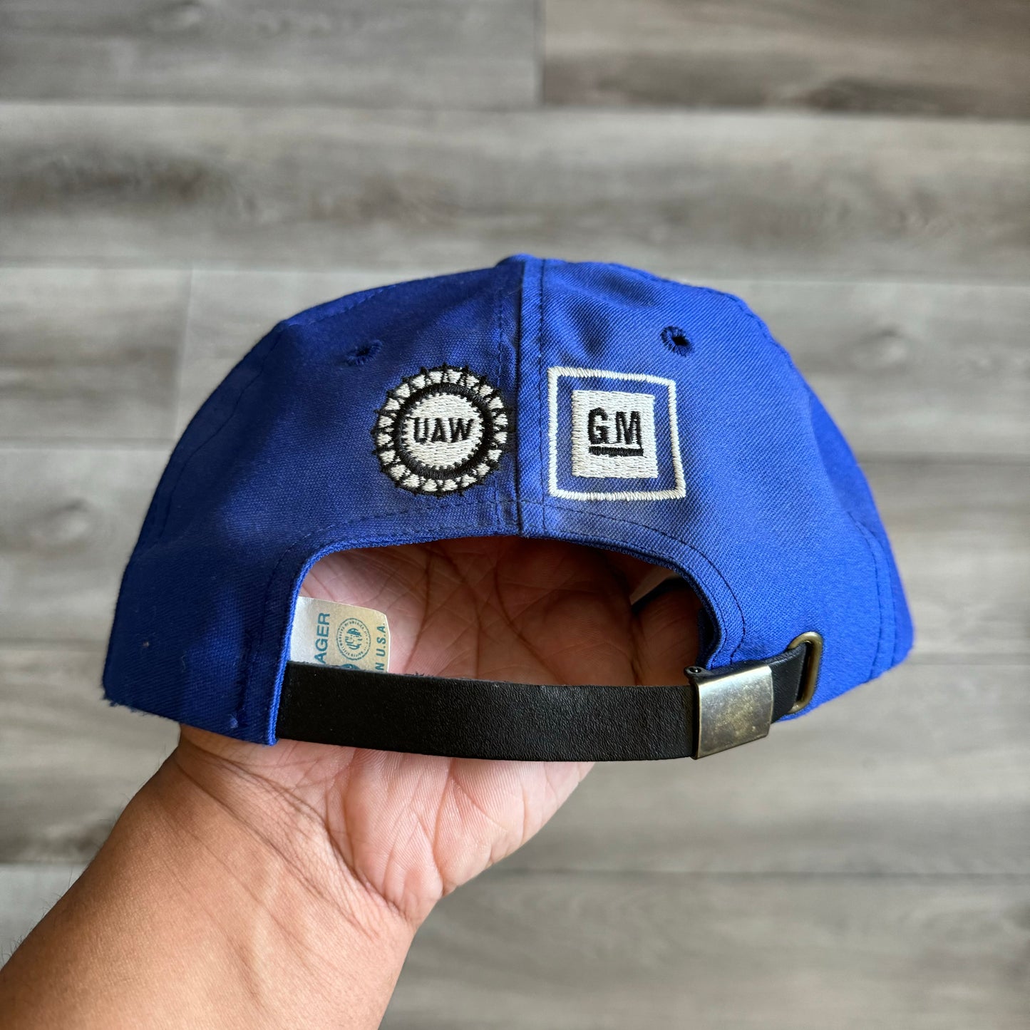 General Motors UAW Racing Flag Strapback Hat