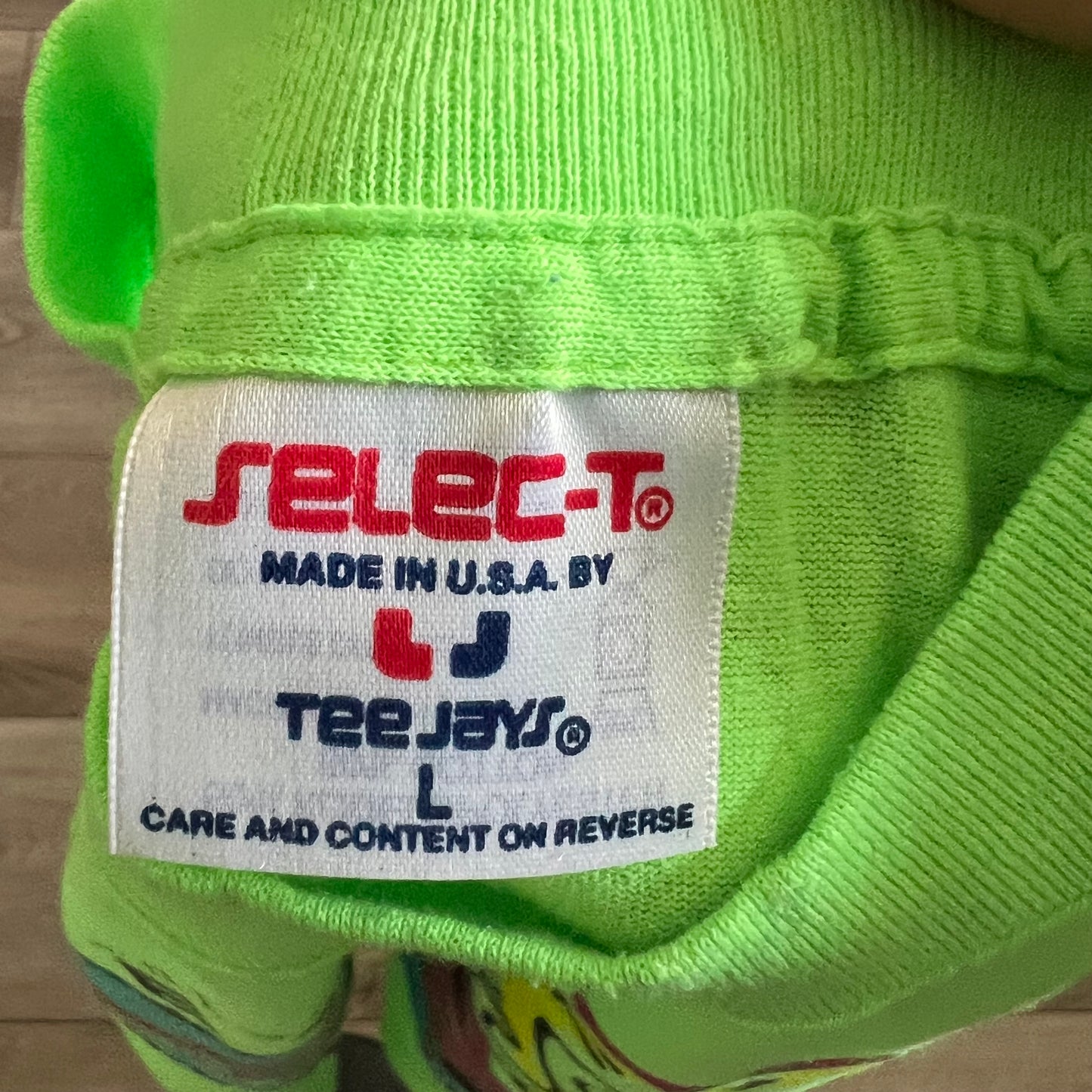 Old Car Show Shirt Neon Green Size Large