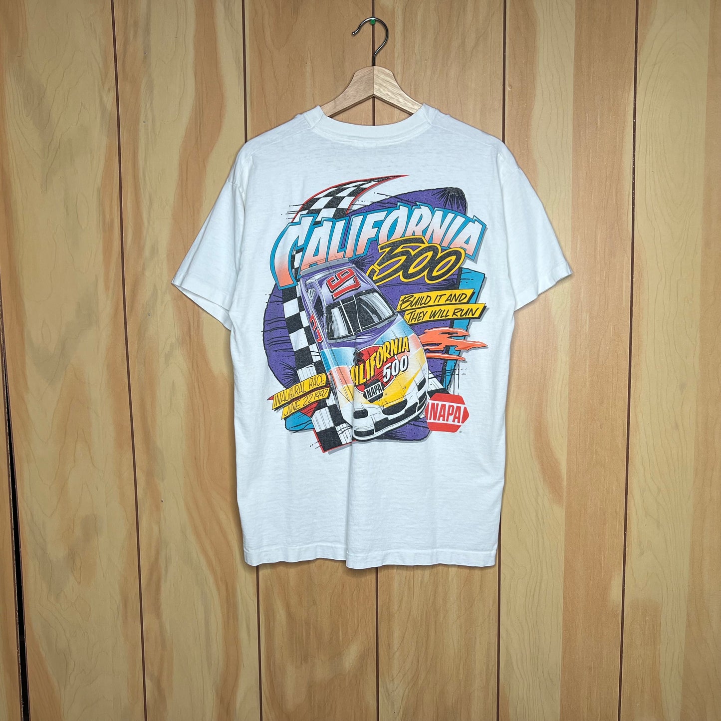 90s NASCAR California 500 Race Car Shirt Size Large