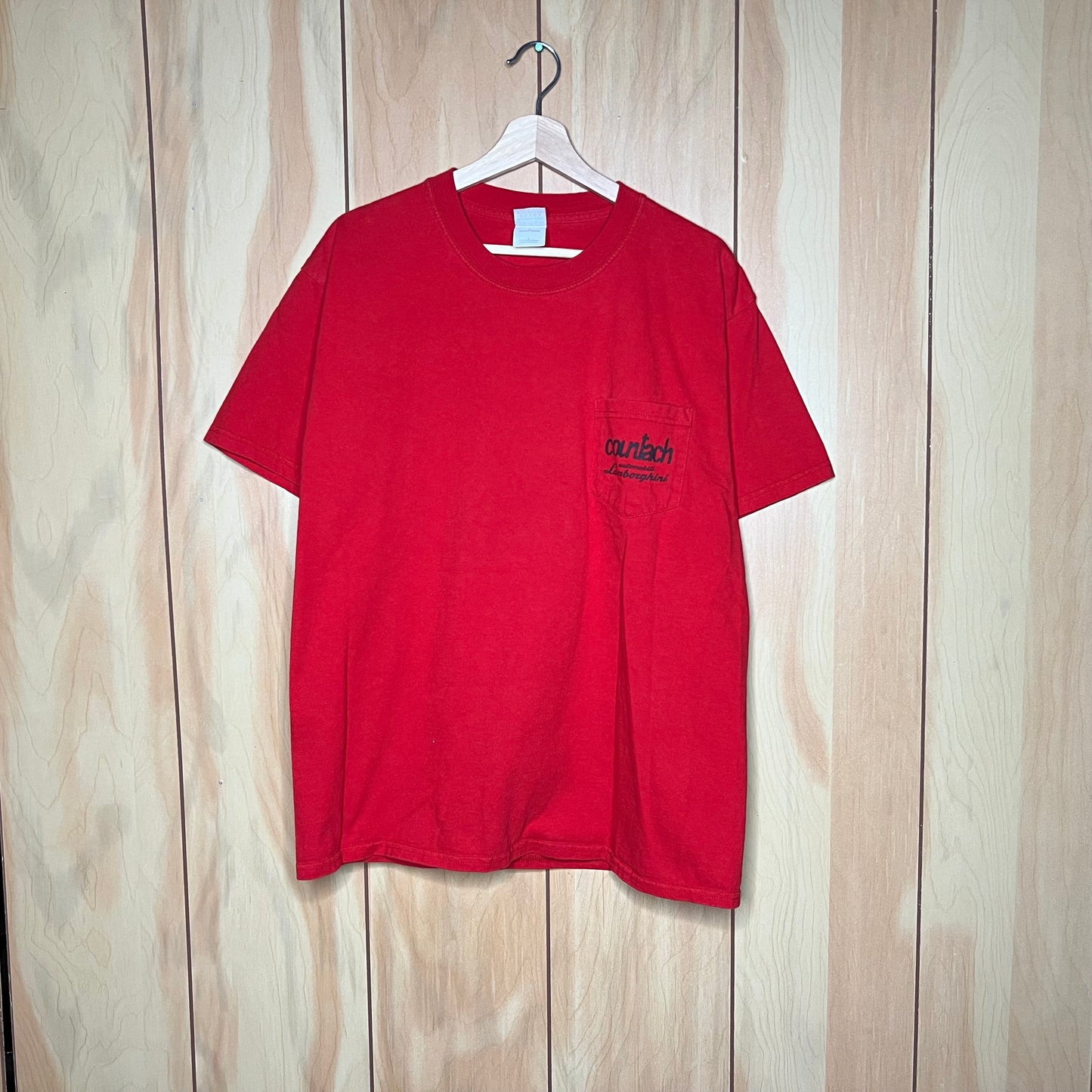 90s Lamborghini Countach Pocket Red Shirt Size Large