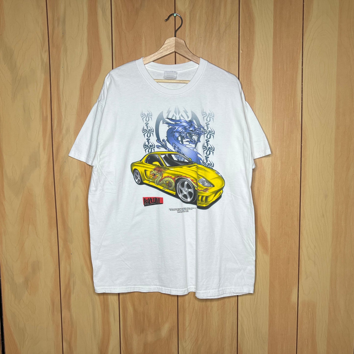 Y2K 00s Dragon Style Yellow Mazda FD RX7 Shirt Size XL