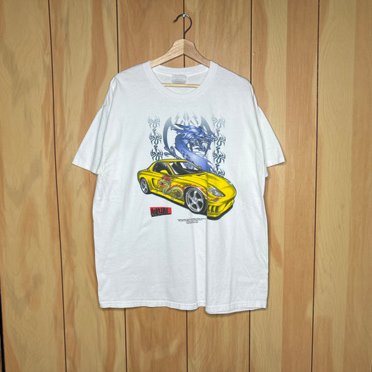 Y2K 00s Dragon Style Yellow Mazda FD RX7 Shirt Size XL