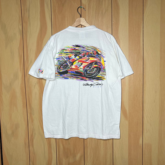 90s Artsy R.O. Bikes Motorcycles Racing Shirt Size XL