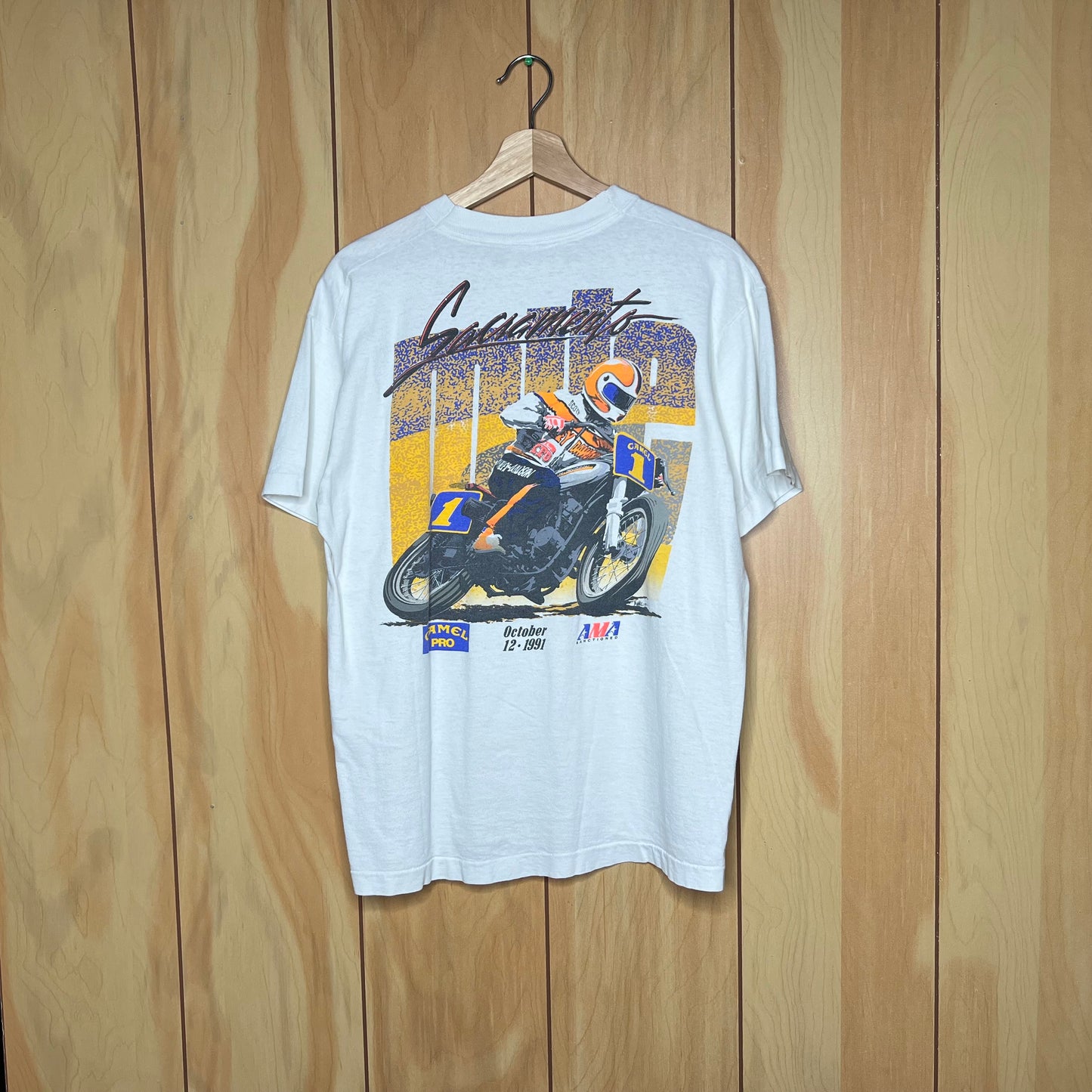 1991 Motorcycle Bike Camel Racing Sacramento Mile Size XL