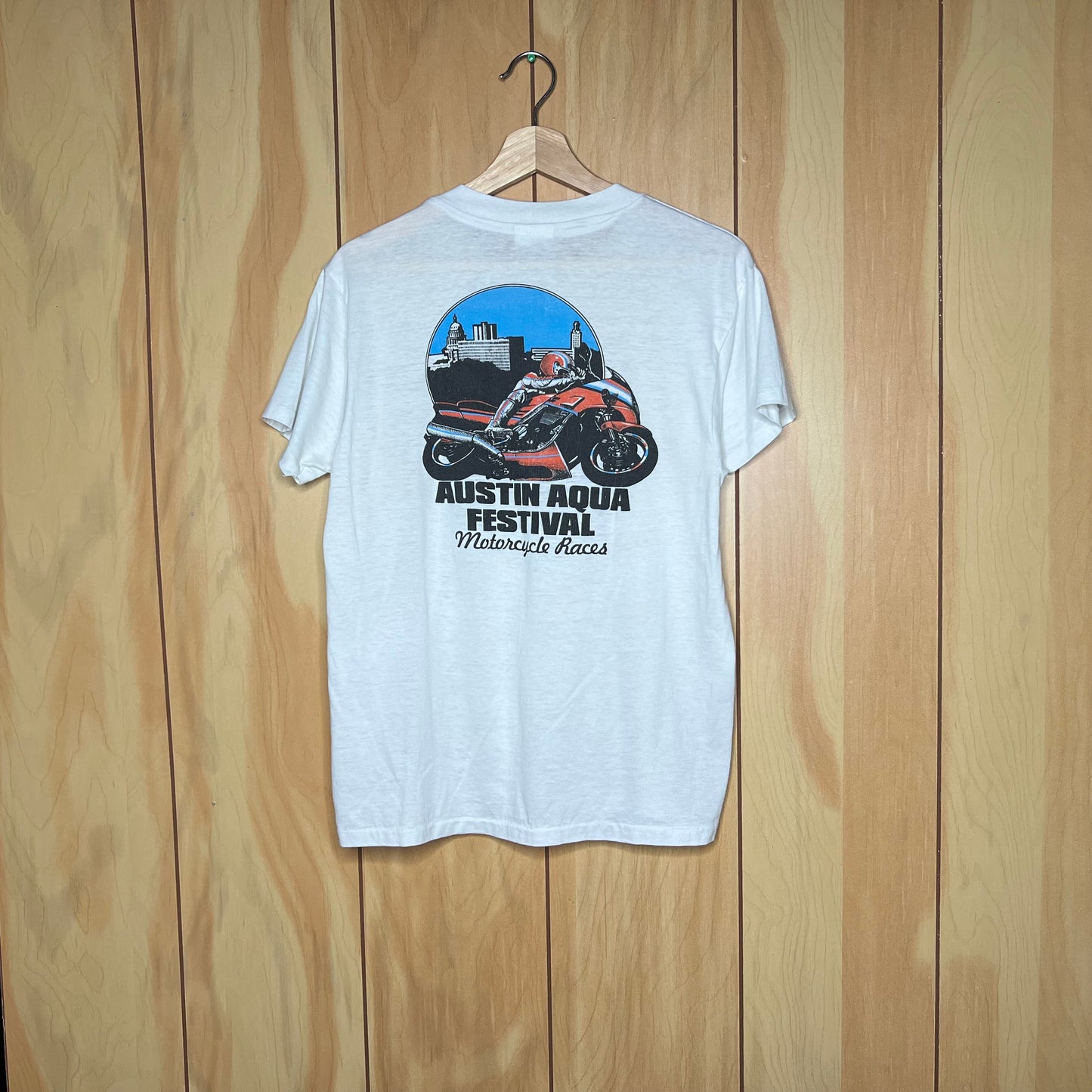 1985 Austin Aqua Motorcycle Festival Bike Race Shirt Size Large