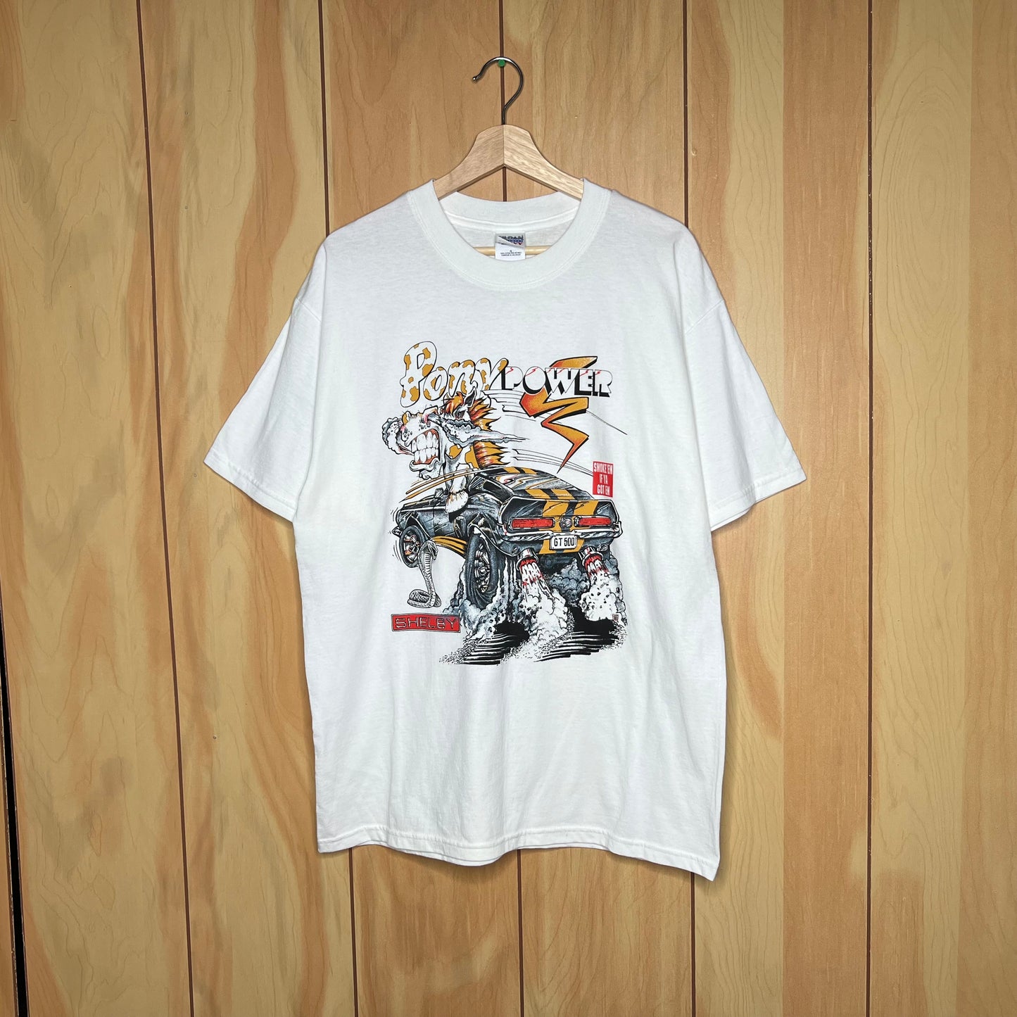 90s Ford Mustang Shelby GT500 Cobra Cartoony Pony Power Shirt Size Large