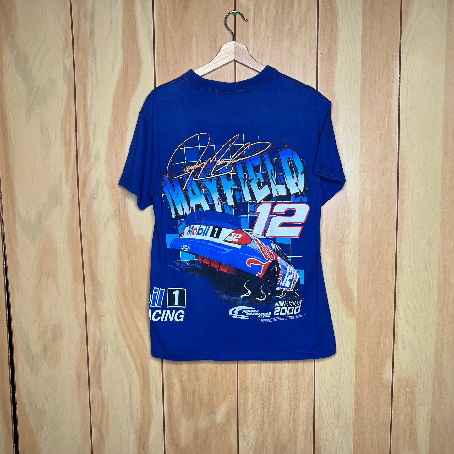 2000 NASCAR Mobil 1 Racing Mayfield Race Car Shirt Size Large