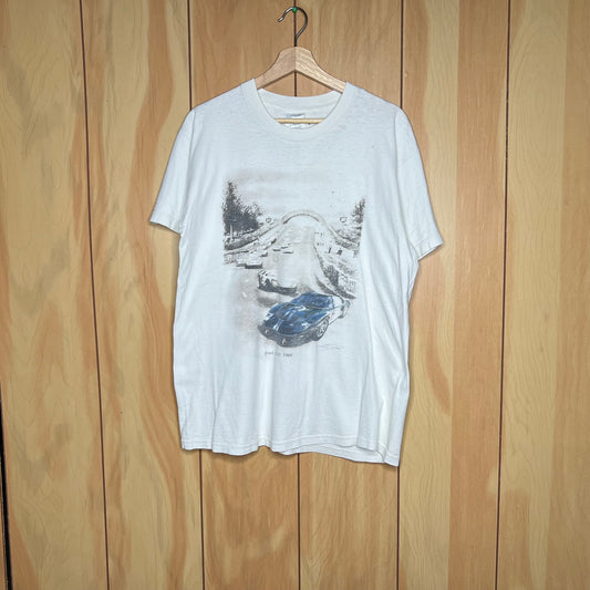 90s Ford GT40 24 Hours of Le Mans Race Car Shirt Size Large Distressed