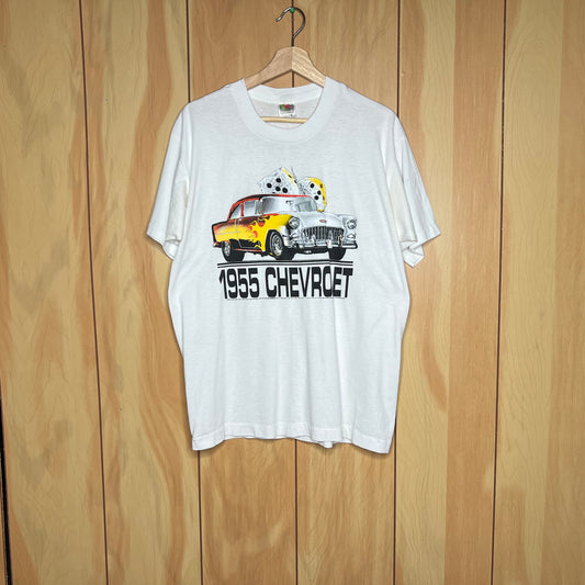 90s Chevy Chevrolet 55 Bel Air Flame Dice Shirt Size XL