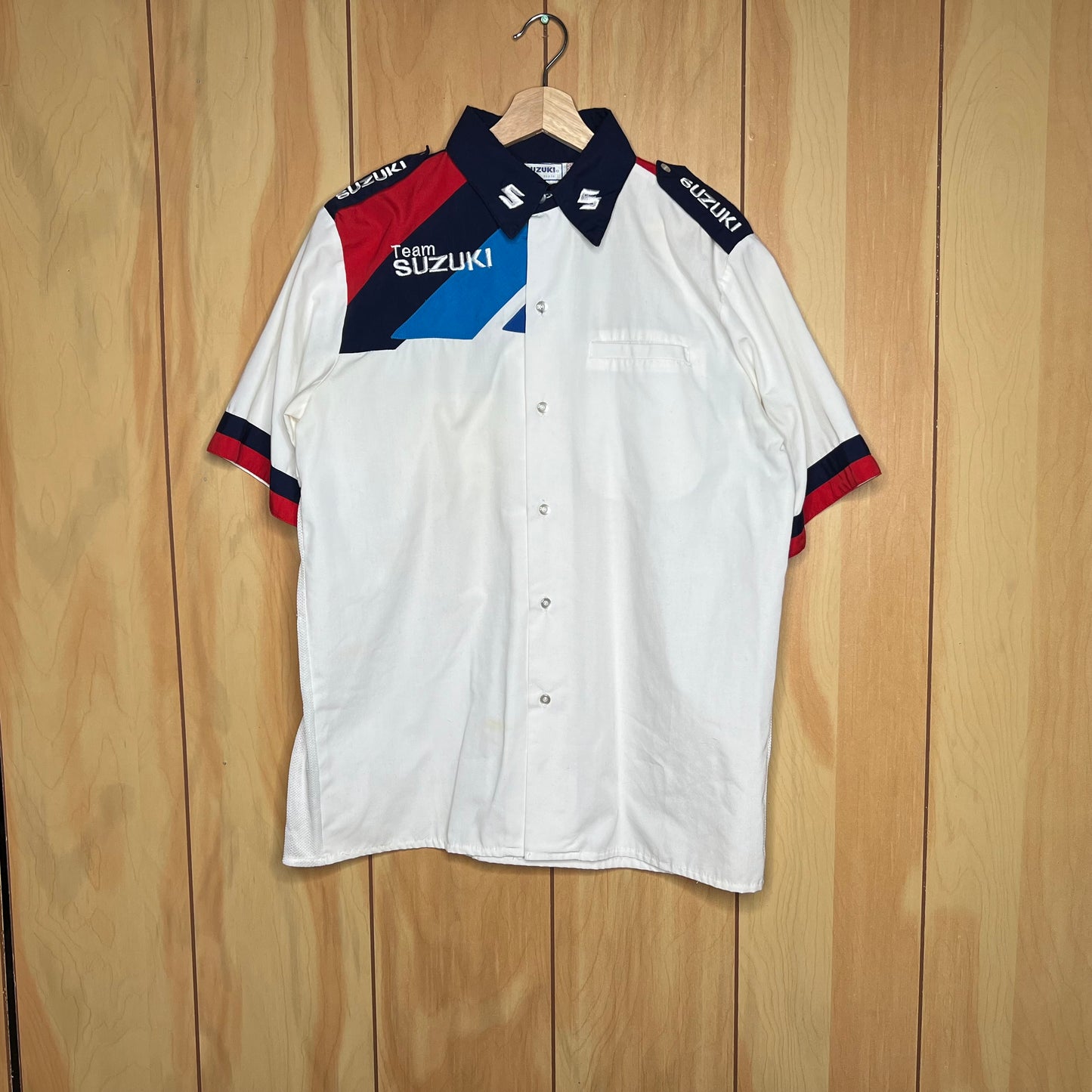 90s Team Suzuki Motorcycle Bike Racing Team Button Up Shirt Size Medium