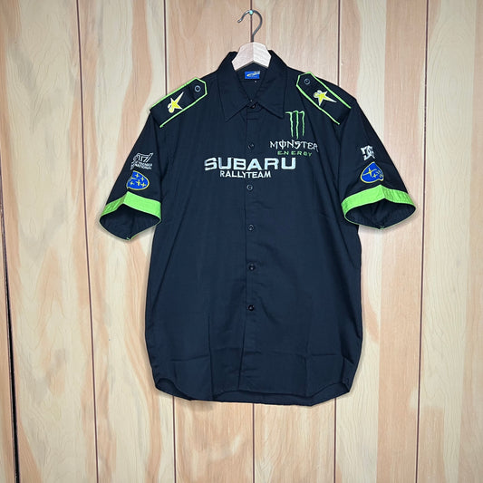 90s Subaru STI Rally Team Monster Racing Button Up Shirt Size Large