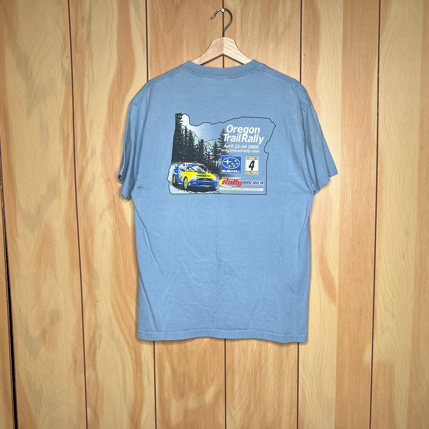 2005 Subaru WRX Oregon Trail Rally Car Shirt Size Large