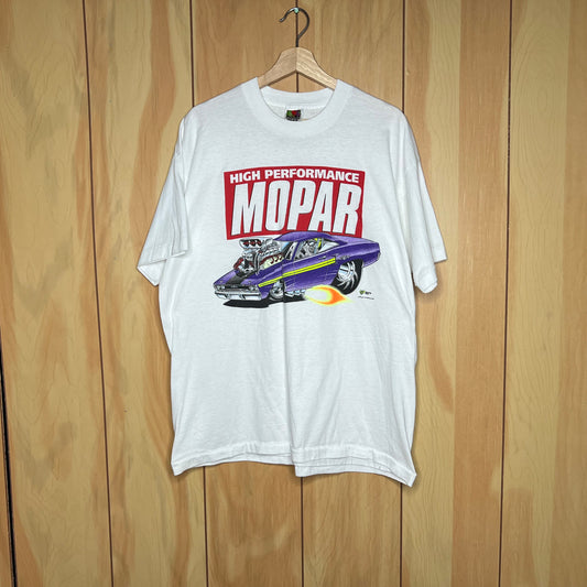 90s High Performance MOPAR Plymouth GTX Cartoony Car Shirt Size XL