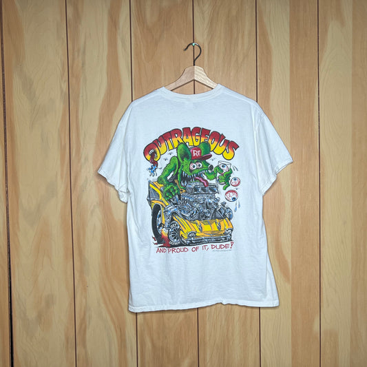 Rat Fink Outrageous Proud Chevy Bel Air Cartoon Shirt Size Large Modern