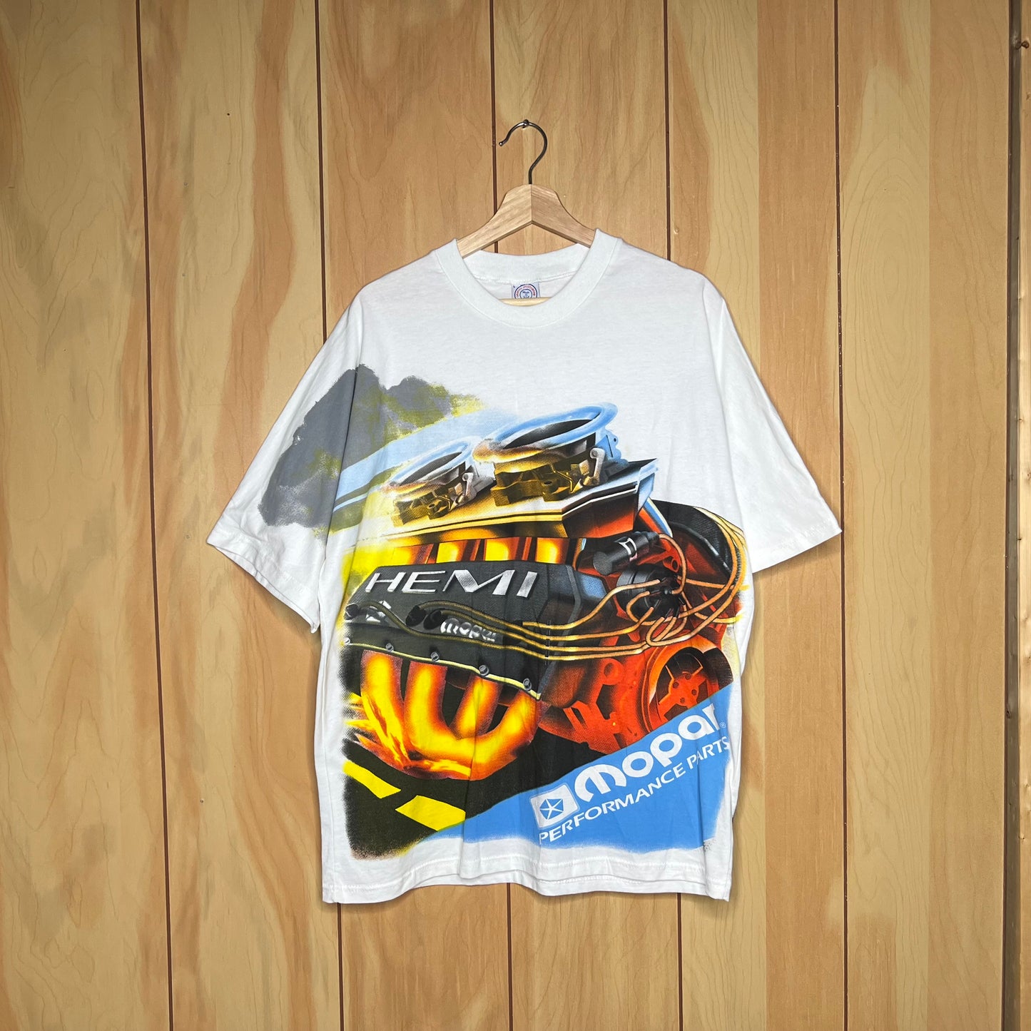 90s MOPAR Performance Parts HEMI All Over Print Shirt Size Large