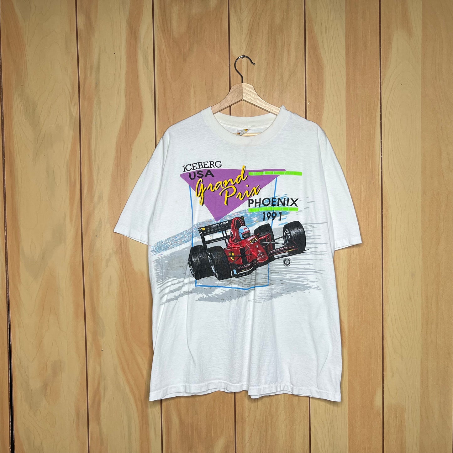 1991 Iceberg USA Grand Prix Phoenix Ferrari All Over Print Racing Shirt Size XL