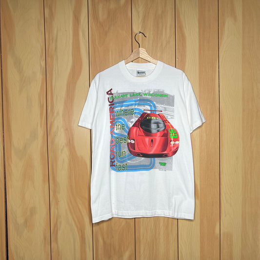 1993 Road America GTP Racing Where the Best Run Fast Car Shirt Size Large