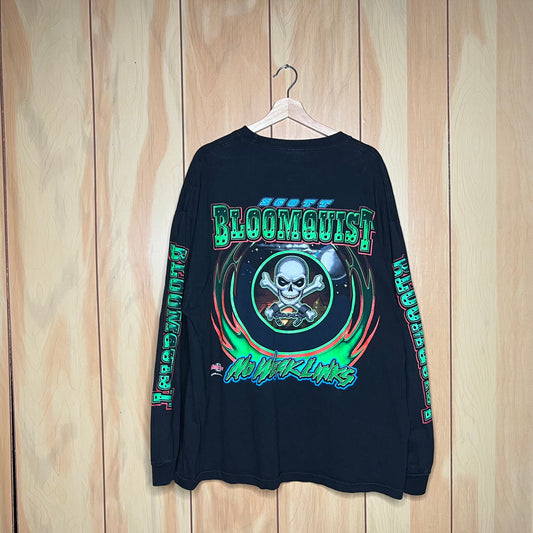 90s Scott Bloomquist Dirt Late Model Racing Long Sleeve Shirt Skull Size XXL