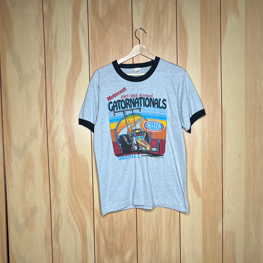 80s Motorcraft Gatornationals NHRA Dragster Ringer Shirt Size Large