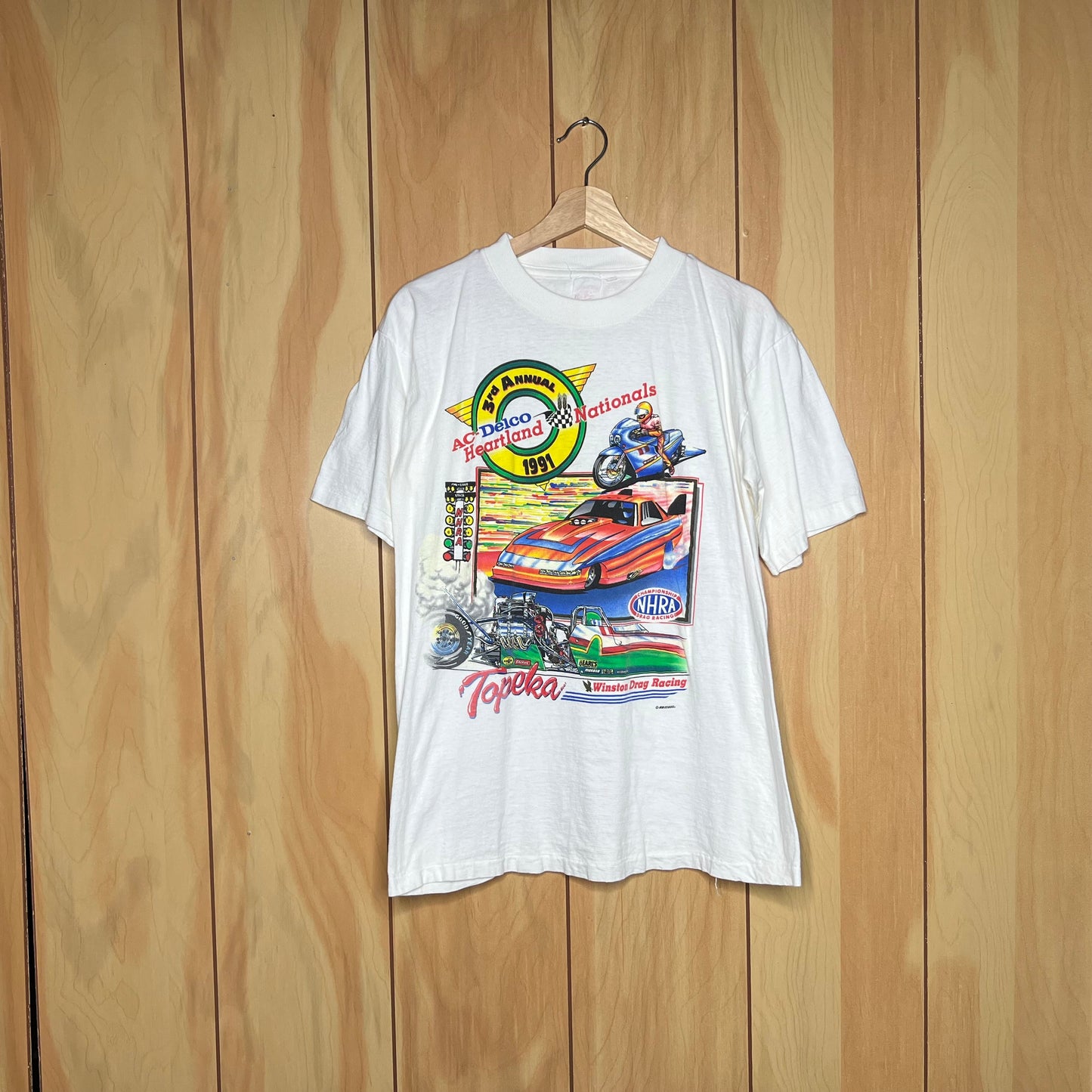 1991 AC Delco Heartland Nationals Funny Car Dragster Drag Racing Shirt Size Large