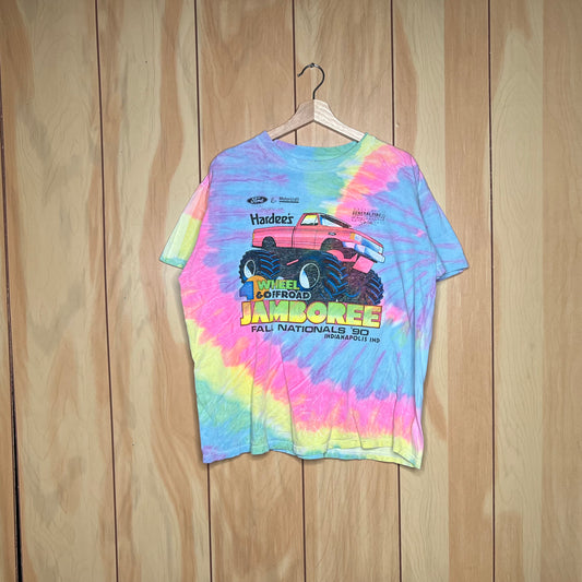 90s Ford F150 Monster Truck 4 Wheel Jamboree Tie Dye Shirt Size XL