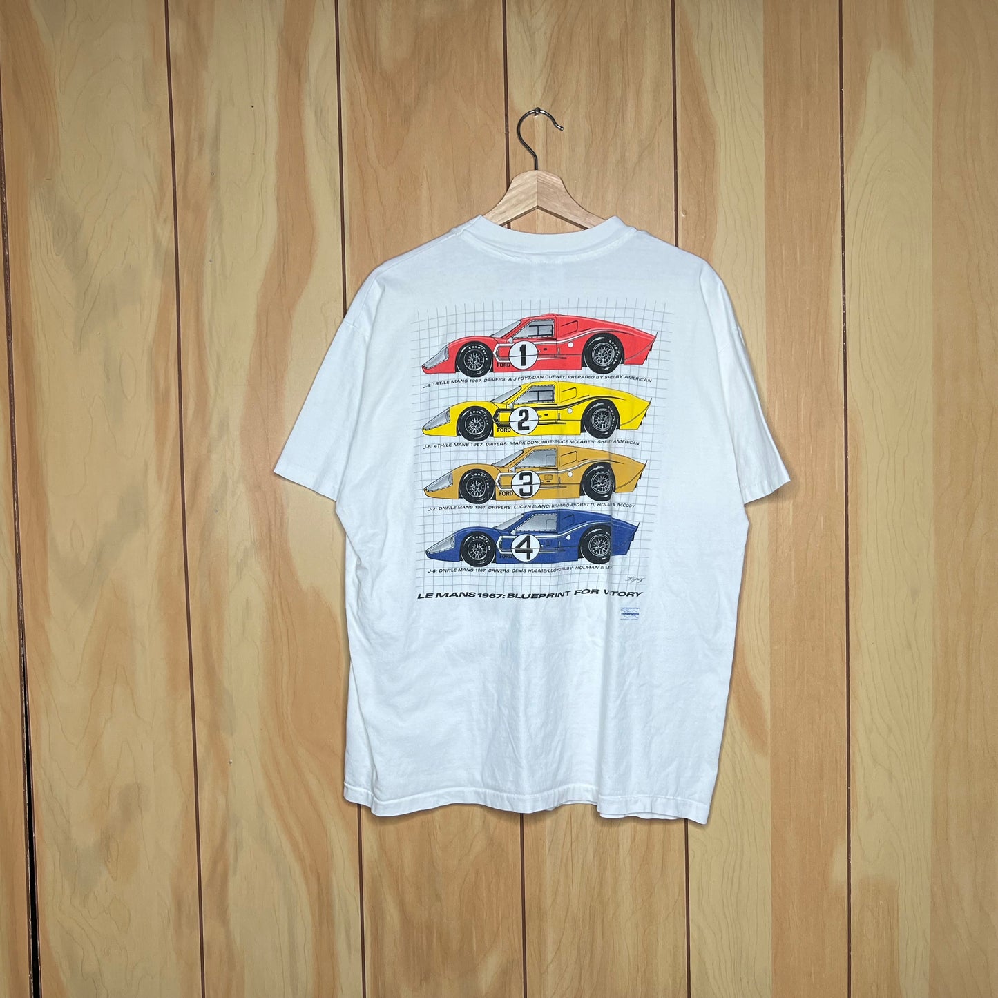 90s Ford GT Mark IV Le Mans Blueprint for Victory Car Shirt Size XL