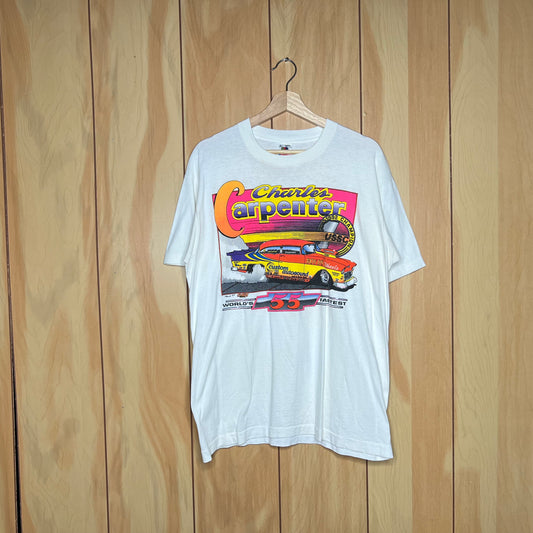 90s Worlds Fastest 55 Chevy Bel Air Drag Racing Car Shirt Size Large