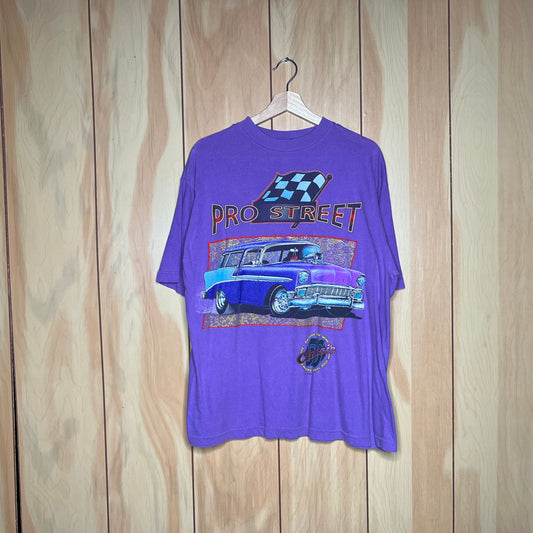 90s Pro Street 56 Chevy Bel Air Drag Racing Car Shirt Size Large