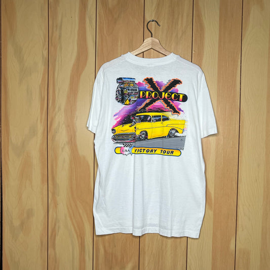 90s Chevy Bel Air Project X Victory Tour Drag Racing Car Shirt Size Large