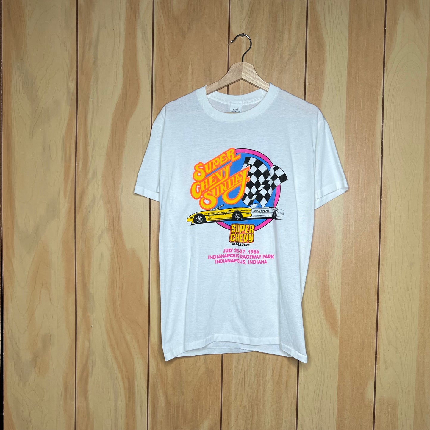 80s Chevrolet Corvette Super Chevy Sunday Indianapolis Pace Car Shirt Size Large