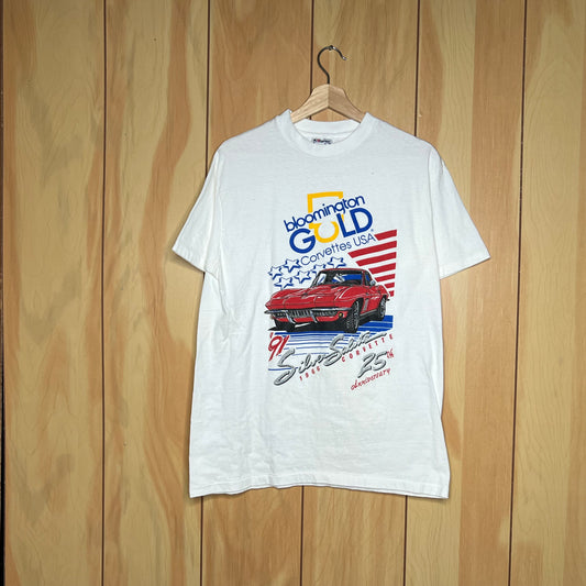 1991 Bloomington Gold Corvettes USA Chevy C2 Silver Salute Car Show Shirt Size Large