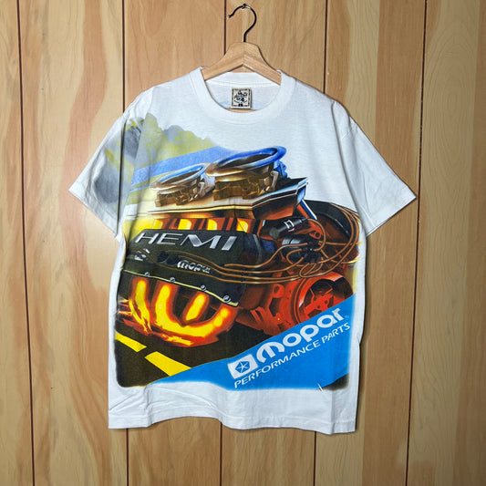 90s MOPAR Performance Parts HEMI All Over Print Shirt Size Large